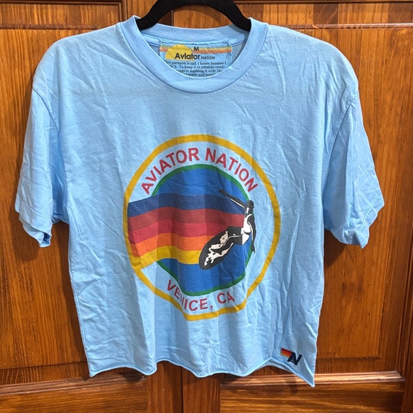 Aviator Nation Sky Blue Rainbow Tee - Picture 1 of 1